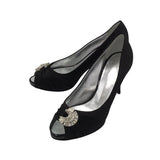 GIUSEPPE ZANOTTI RHINESTONE PEEP TOE SHOES BLACK 37.5