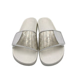 JIMMY CHOO MONOGRAM POOL SLIDES SHOES WHITE 39