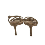 JIMMY CHOO SNAKE SLINGBACK HEEL LUXE SHOES GOLD /BLACK 35