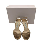 JIMMY CHOO SNAKE SLINGBACK HEEL LUXE SHOES GOLD /BLACK 35