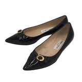 JIMMY CHOO PATENT LEATHER POINTED TOE FLATS LUXE SHOES BLACK 35.5