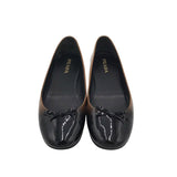 PRADA OMBRE BALLET FLATS DESIGNER SHOES BROWN/BLACK 37.5