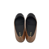 PRADA OMBRE BALLET FLATS DESIGNER SHOES BROWN/BLACK 37.5