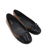 PRADA OMBRE BALLET FLATS DESIGNER SHOES BROWN/BLACK 37.5