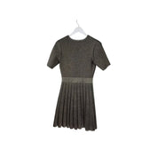 A.L.C. RET$490 KNIT PLEATED DESIGNER DRESS SILVER MEDIUM