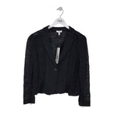 MONIQUE LHUILLIER NWT$495 EYELET DESIGNER BLAZER BLACK LARGE