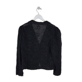 MONIQUE LHUILLIER NWT$495 EYELET DESIGNER BLAZER BLACK LARGE