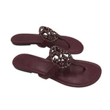 TORY BURCH FLAT THONG SANDAL SHOES MAROON 9M