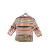 TRINA TURK STRIPE FRINGE 3/4 SLEEVE DESIGNER BLAZER MULTI 8