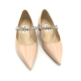 JIMMY CHOO PATENT CRYSTAL STRAP MARYJANE LUXE SHOES BEIGE 40
