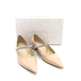 JIMMY CHOO PATENT CRYSTAL STRAP MARYJANE LUXE SHOES BEIGE 40