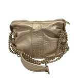 MCM DISTRESSED CHAIN SHOULDER HANDBAG GOLD