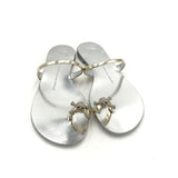 GIUSEPPE ZANOTTI FLAT SANDALS CRYSTAL TOE RING LUXE SHOES SILVER 36