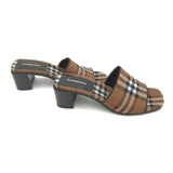 BURBERRY CHECK WILMA MULES LUXE SHOES BROWN 37.5