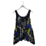 FUZZI MESH TANK DESIGNER TOP BLACK BLUE WHITE SMALL