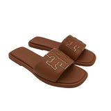 TORY BURCH RET$198 SLIDE SHOES BROWN 7.5