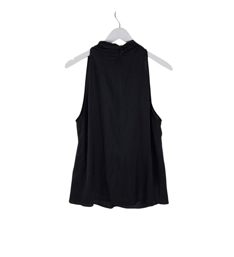 ST JOHN NWT SILK HALTER DESIGNER TOP BLACK LARGE