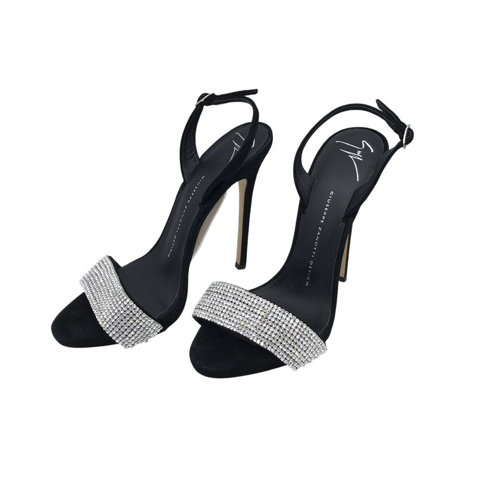 GIUSEPPE ZANOTTI "SOPHIE CRYSTAL HEELS DESIGNER SHOES BLACK 37.5