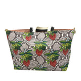 CLARE V. BATEAU TOTE HANDBAG TAUPE/RED