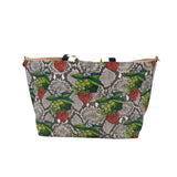 CLARE V. BATEAU TOTE HANDBAG TAUPE/RED