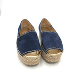 PRADA PEEP TOE PLATFORM ESPADRILLES LUXE SHOES BLUE 37
