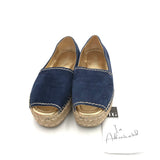 PRADA PEEP TOE PLATFORM ESPADRILLES LUXE SHOES BLUE 37