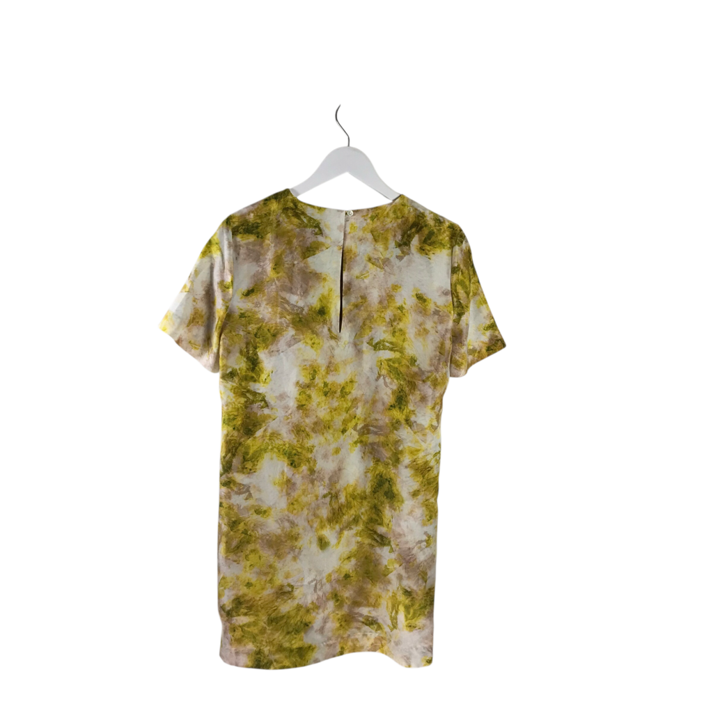 JOIE RET$328 SILK SHORT SLEEVE DESIGNER DRESS YELLOW GREEN XS