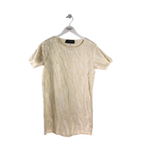 MALENE BIRGER FRINGE SHORT SLEEVE DESIGNER DRESS BEIGE XS