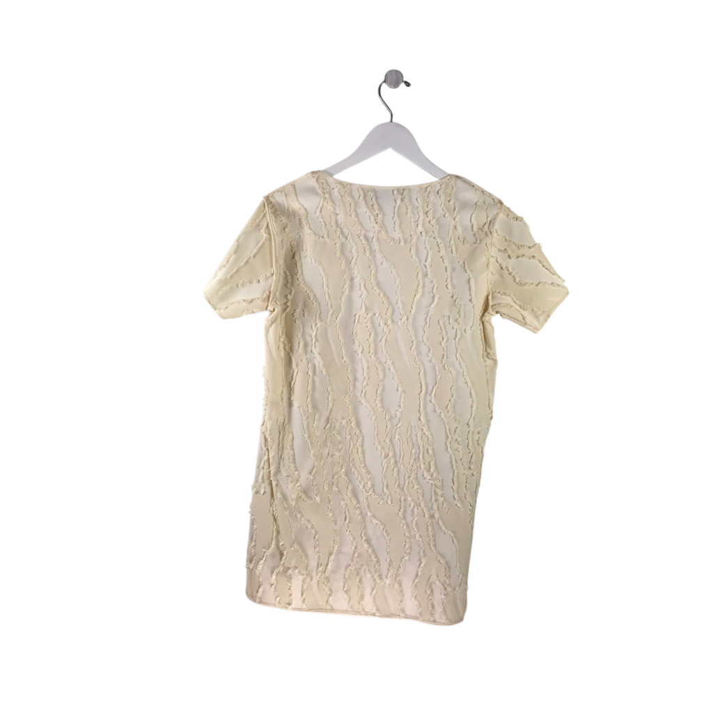 MALENE BIRGER FRINGE SHORT SLEEVE DESIGNER DRESS BEIGE XS