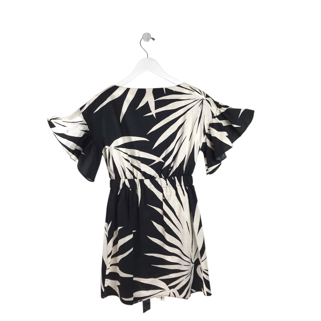 MILLY RET$395 FLARE SHORT SLEEVE DESIGNER DRESS BLACK WHITE P