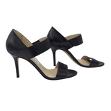 JIMMY CHOO RET$795 SANDAL HEEL DESIGNER SHOES BLACK 38