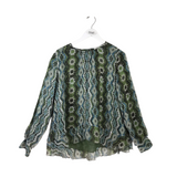 ALTUZARRA SILK PRINT DESIGNER TOP GREEN BLUE 12