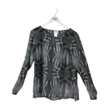 AKRIS PUNTO NWT$795 PRINT SILK DESIGNER TOP GREY 10