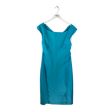 ST JOHN NWT$1195 SLEEVELESS MIDI DESIGNER DRESS BLUE 12