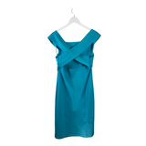 ST JOHN NWT$1195 SLEEVELESS MIDI DESIGNER DRESS BLUE 12