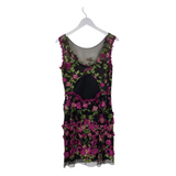 MARCHESA NOTTE RET $595 EMBROIDERED DESIGNER DRESS BLACK PINK 10
