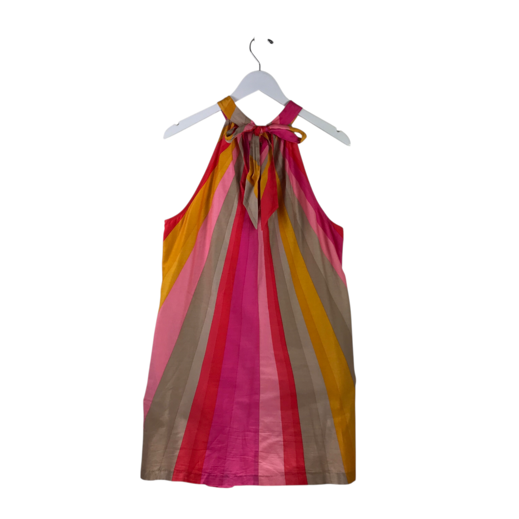 TRINA TURK RET$328 STRIPE SLEEVELESS DESIGNER DRESS PINK YELLOW 10