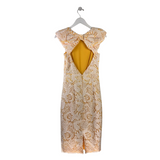 BADGLEY MISCHKA EMBROIDERED SLEEVELESS DESIGNER DRESS YELLOW WHITE 2