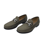 FERRAGAMO "MASON" REPTILE LEATHER LOAFERS MEN SHOE GREEN 8.5EE