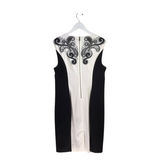 KAREN MILLEN EMBROIDERED SLEEVELESS DESIGNER DRESS WHITE BLACK 12