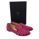 GIUSEPPE ZANOTTI RET$795 STUDS FLAT LUXE SHOES PINK SILVER 7.5