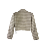 L'AGENCE RET$650 TWEED-STYLE CROP DESIGNER BLAZER TAUPE CREAM 0