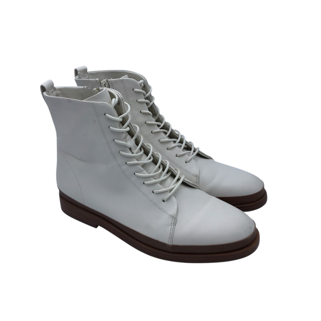 VINCE LACE UP ANKLE BOOTIES DESIGNER BOOTS CREAM 8M