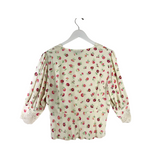 RIXO NWT$215 FLORAL SHORT SLEEVE DESIGNER TOP CREAM PINK 10