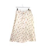 REFORMATION LINEN FLORAL DESIGNER SKIRT CREAM OLIVE 8