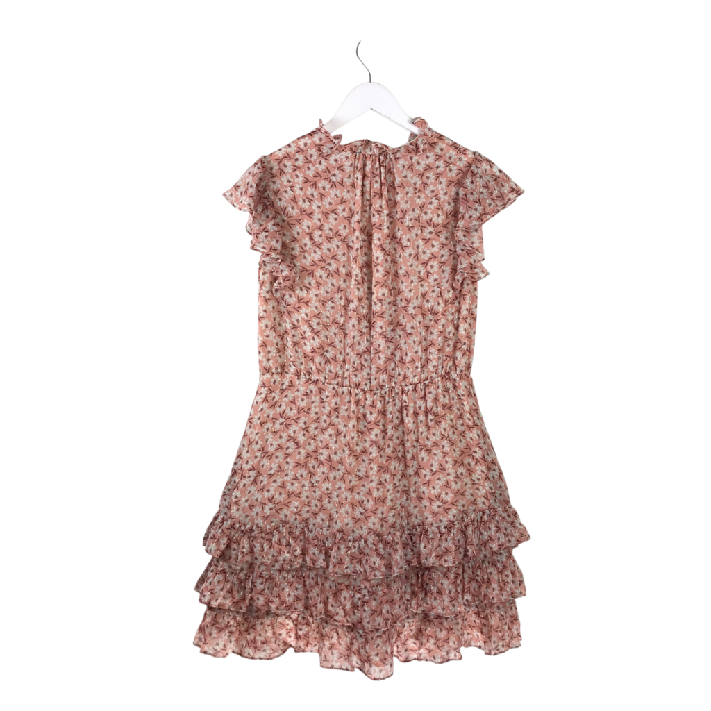 REBECCA TAYLOR NWT$395 FLORAL SHORT SLEEVE DESIGNER DRESS PINK GREY 8