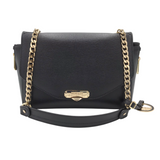 VERSACE COLLECTION LEATHER SATCHEL CHAIN HANDBAG BLACK