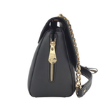 VERSACE COLLECTION LEATHER SATCHEL CHAIN HANDBAG BLACK