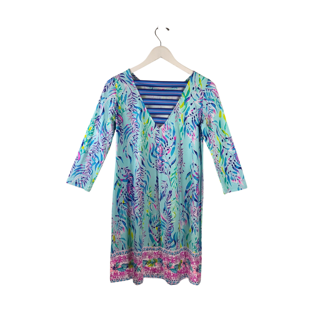 LILLY PULITZER NWT$178 LONG SLEEVE DESIGNER DRESS BLUE PURPLE SMALL