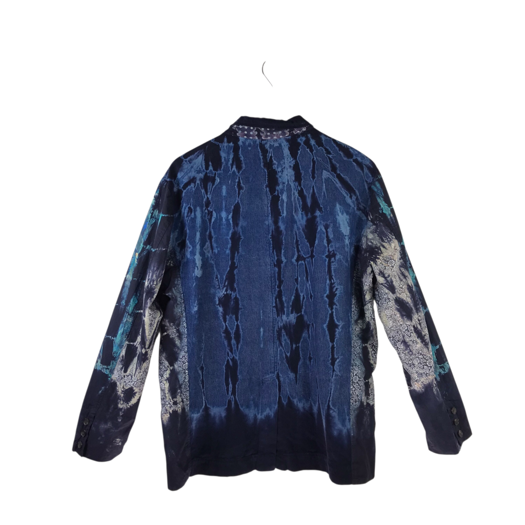 TYE DYE LONG SLEEVE DESIGNER BLAZER GREEN BLUE 0